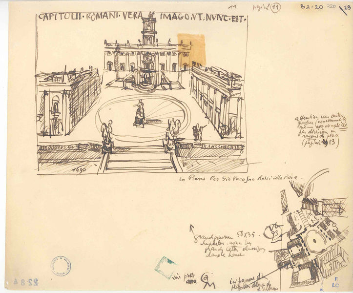 Ле Корбюзье. Зарисовки площади Капитолия и зданий Капитолийского холма в Риме. 1915