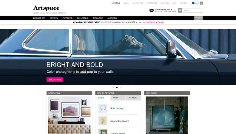 Главная страница сайта Artspace по состоянию на 26 мая 2014