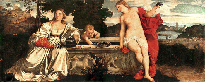Тициан. Любовь небесная и Любовь земная. Около 1514. Холст, масло. Галерея Боргезе, Рим